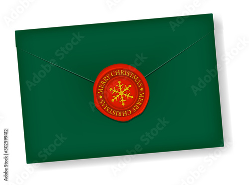 Letter and sealing wax (snowflake mark) vector illustration / christmas color (gold)