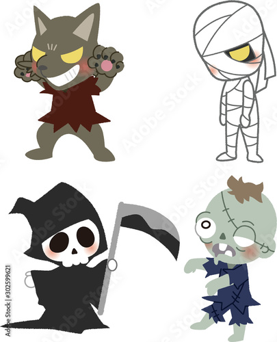 ハロウィンのキャラクターのイラスト