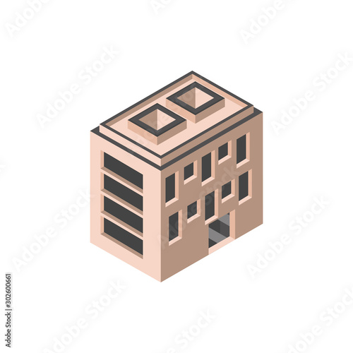 hotel apartments building isometric style