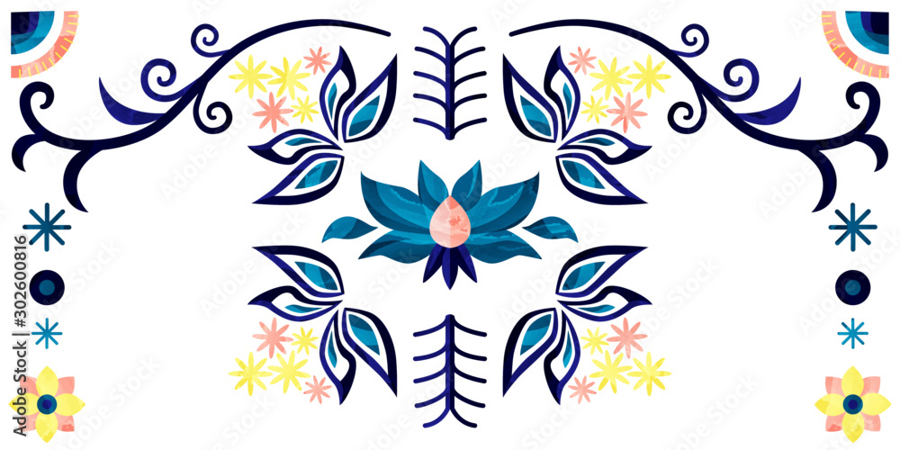 Fototapeta premium 花の民族模様