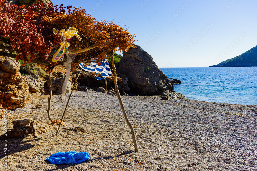 Sandy beach and sea, Greece