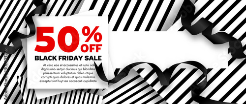 Black Friday Sale Banners vector illustration with ribbons