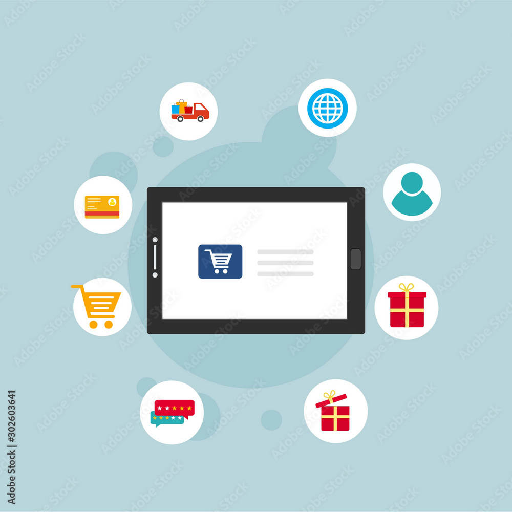flat design banner of Buy Online for website and mobile website. Online shopping concept with smartphone. Modern vector illustration concept, isolated on colored background. flat design banner of Buy Online for website and mobile website. Online shopping concept with smartphone. Modern vector illustration concept, isolated on colored background.