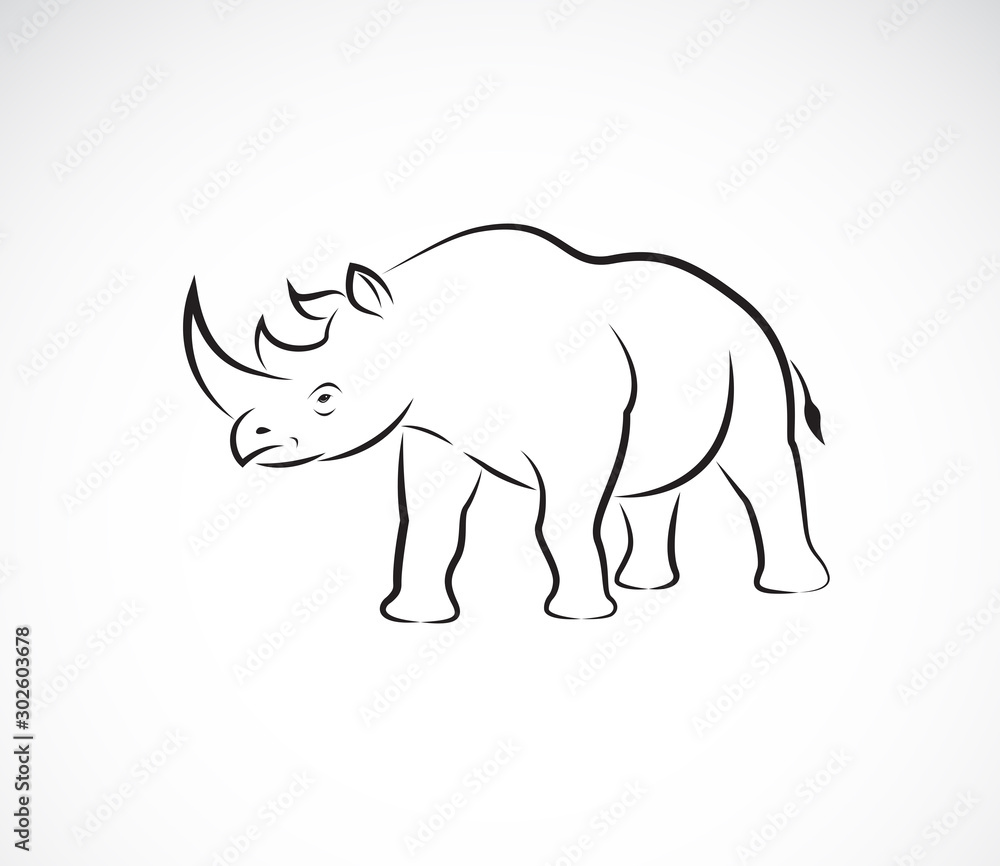 Vector of rhinoceros on a white background. Wild Animals. Rhino logo or icon.  Easy editable layered vector illustration.