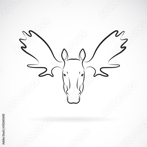 Vector of moose deer head design on white background., Wild Animals. Easy editable layered vector illustration.