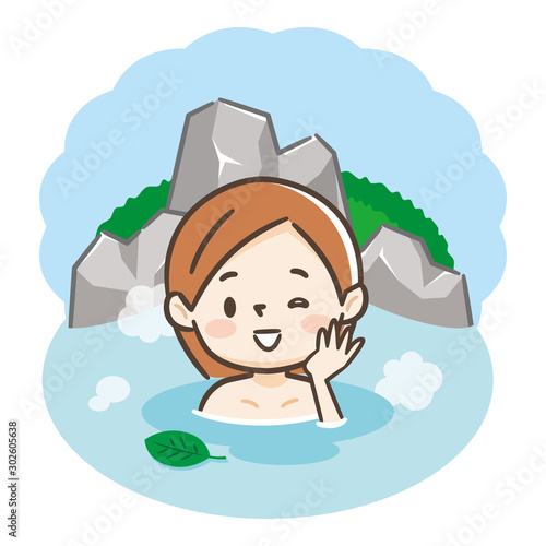 温泉　夏　女性