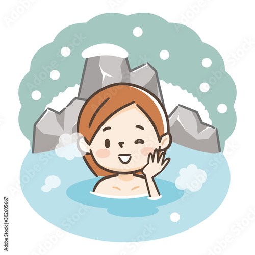 温泉　冬　女性