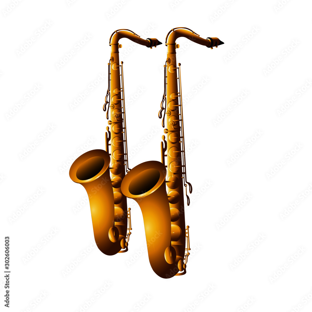 Naklejka premium Musical Instrument - Saxophones - Cartoon Vector Image