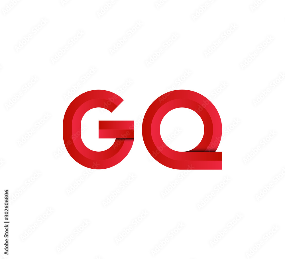 Initial two letter red 3D logo vector GQ Initial two letter red 3D logo vector GQ