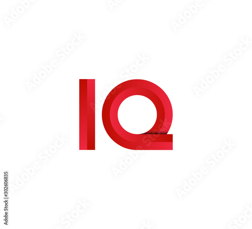Initial two letter red 3D logo vector IQ