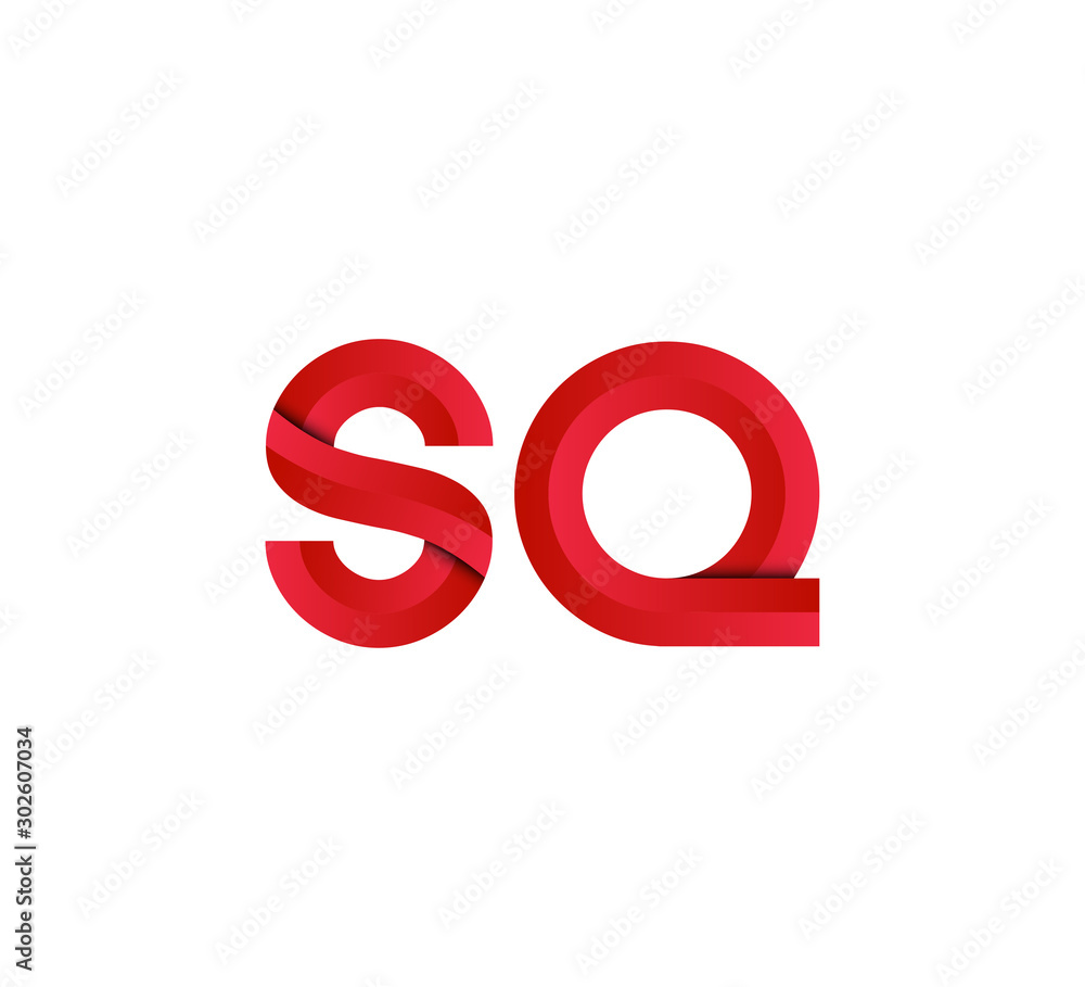 Initial two letter red 3D logo vector SQ Initial two letter red 3D logo vector SQ