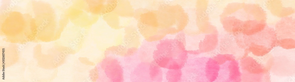 square graphic with shiny bubbles wide banner. peach puff, bisque and light pink background with space for text or image