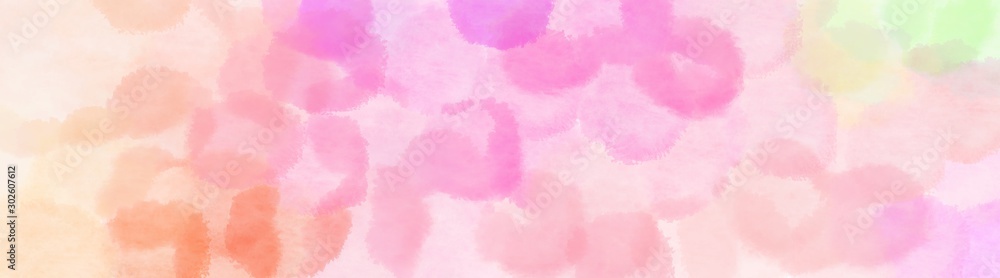 square graphic with round bubbles wide banner. pastel pink, pastel magenta and light salmon background with space for text or image