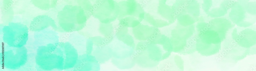 Fototapeta premium abstract round clouds wide banner. pale turquoise, aqua marine and honeydew background with space for text or image