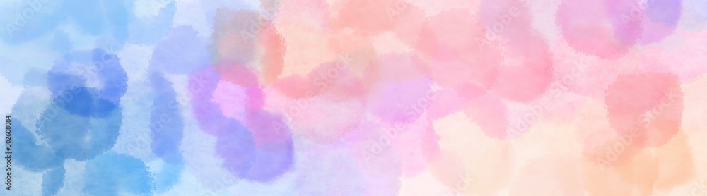 abstract confetti clouds wide banner. pastel pink, corn flower blue and light steel blue background with space for text or image