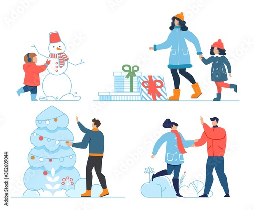 Christmas, New Year Celebration and Pastime Set