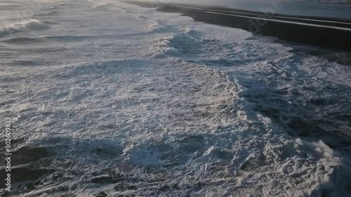 Iceland Ocean Aerial View With Large Waves 1