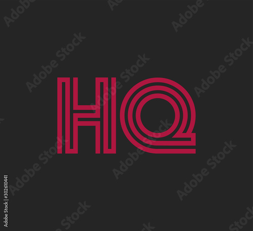 Initial two letter red line shape logo on black vector HQ