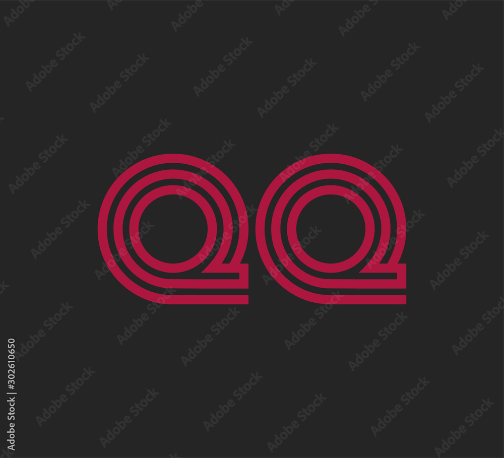 Initial two letter red line shape logo on black vector QQ Initial two letter red line shape logo on black vector QQ