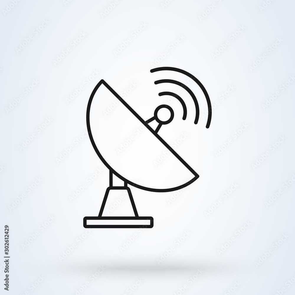 satellite dish antenna. Outline Simple vector modern icon design illustration. satellite dish antenna. Outline Simple vector modern icon design illustration.