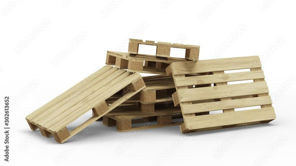Wood Pallets Stacked in disorder in infinite rotation Wood Pallets Stacked in disorder in infinite rotation