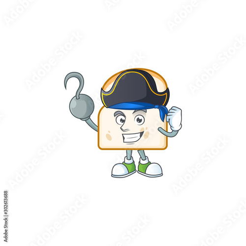 Cute cowboy mascot in slice white bread