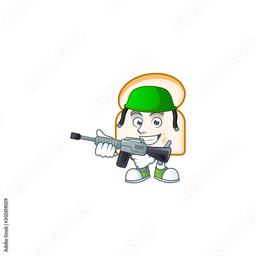 Army mascot cartoon for design slice white bread.