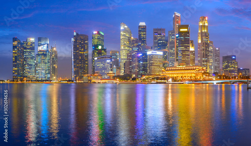 Panorama Singapore Downtown business skyline © joyt