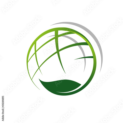vegetarian vegan world logo vector icon with globe and leaf element