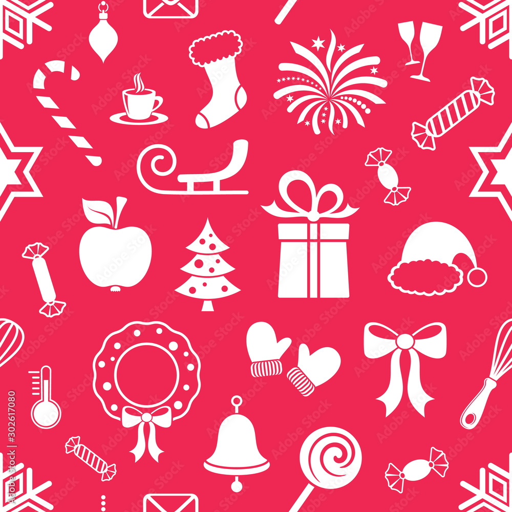 Vector christmas seamless pattern with simple christmas icons Vector christmas seamless pattern with simple christmas icons