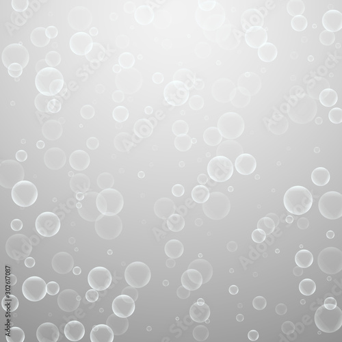 Random soap bubbles abstract background. Blowing b photo