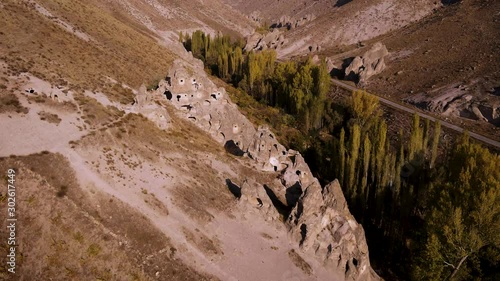 Rock-Cut Churches in The Beginning of Time on Soganli Valley from SKY. Kayseri, Turkiye photo