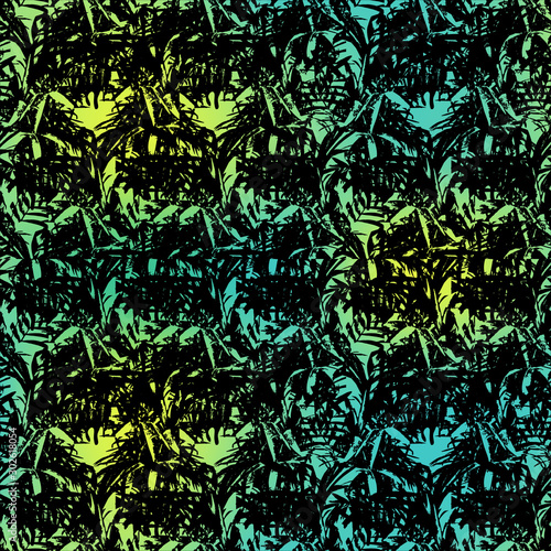 Vector seamless tropical pattern, bright tropical foliage, monstera leaves. Modern bright summer print design from thickets of tropical leaves from the jungle
