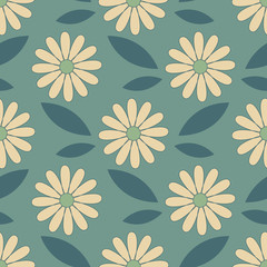 Gordijnen Stijlen patronen Retro Scandinavisch bloemen en bladeren patroon  © argunika