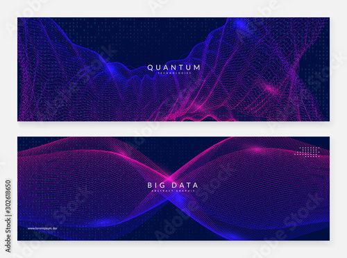 Quantum innovation computer. Digital technology. Artificial intelligence, deep learning and big data concept. Tech visual for software template. Vector quantum innovation computer backdrop.