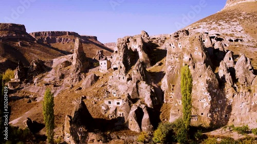 Rock-Cut Churches in The Beginning of Time on Soganli Valley from SKY. Kayseri, Turkiye photo