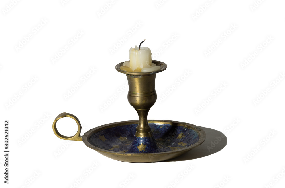 Isolated, candlestick, antique, bronze, golden, old, candle. 1 Isolated, candlestick, antique, bronze, golden, old, candle. 1