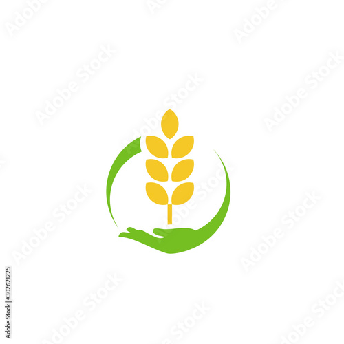 Rice Logo Wth Hand Symbol