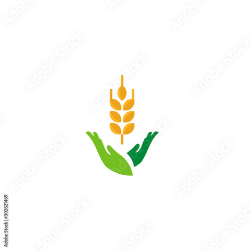 Rice Logo Wth Hand Symbol