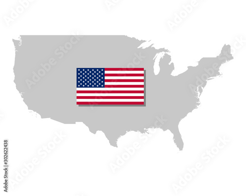 Amerikanische Fahne und Landkarte