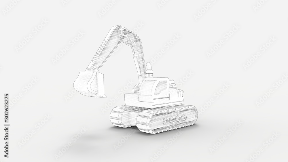 3d rendering of a toy excavator toy isolated in studio background 3d rendering of a toy excavator toy isolated in studio background