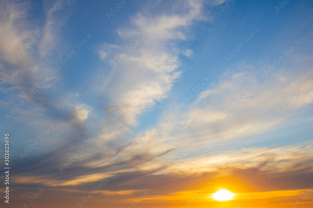 Beautiful and dramatic golden blue sunset or sunrise. Beautiful and dramatic golden blue sunset or sunrise.