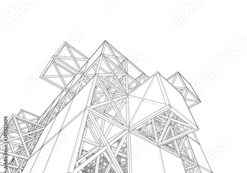 cube frame abstract architecture 3d