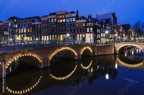An Amsterdam Urban Landscape at Night