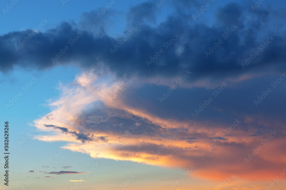 crepuscular sky with beautiful clouds
