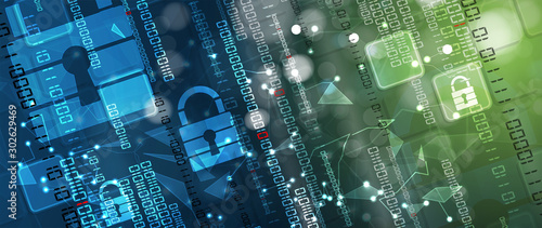 Cybersecurity and information or network protection. Future technology web services for business and internet project