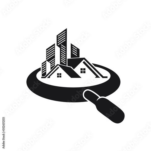 magnifying glass and house logo design inspirations