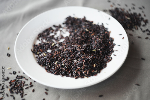 Black Rice on a White Plate