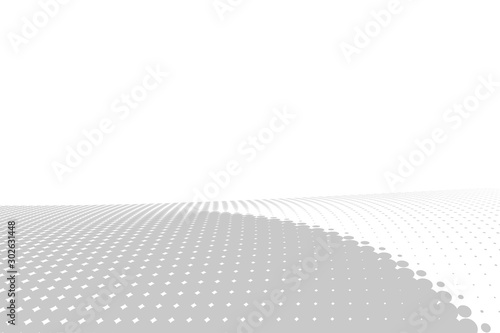 Awesome white and grey halftone background. Futuristic motion dots perspective design © SidorArt