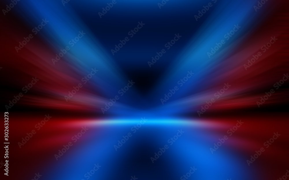 Obraz premium Empty show scene background. Reflection of a dark street on wet